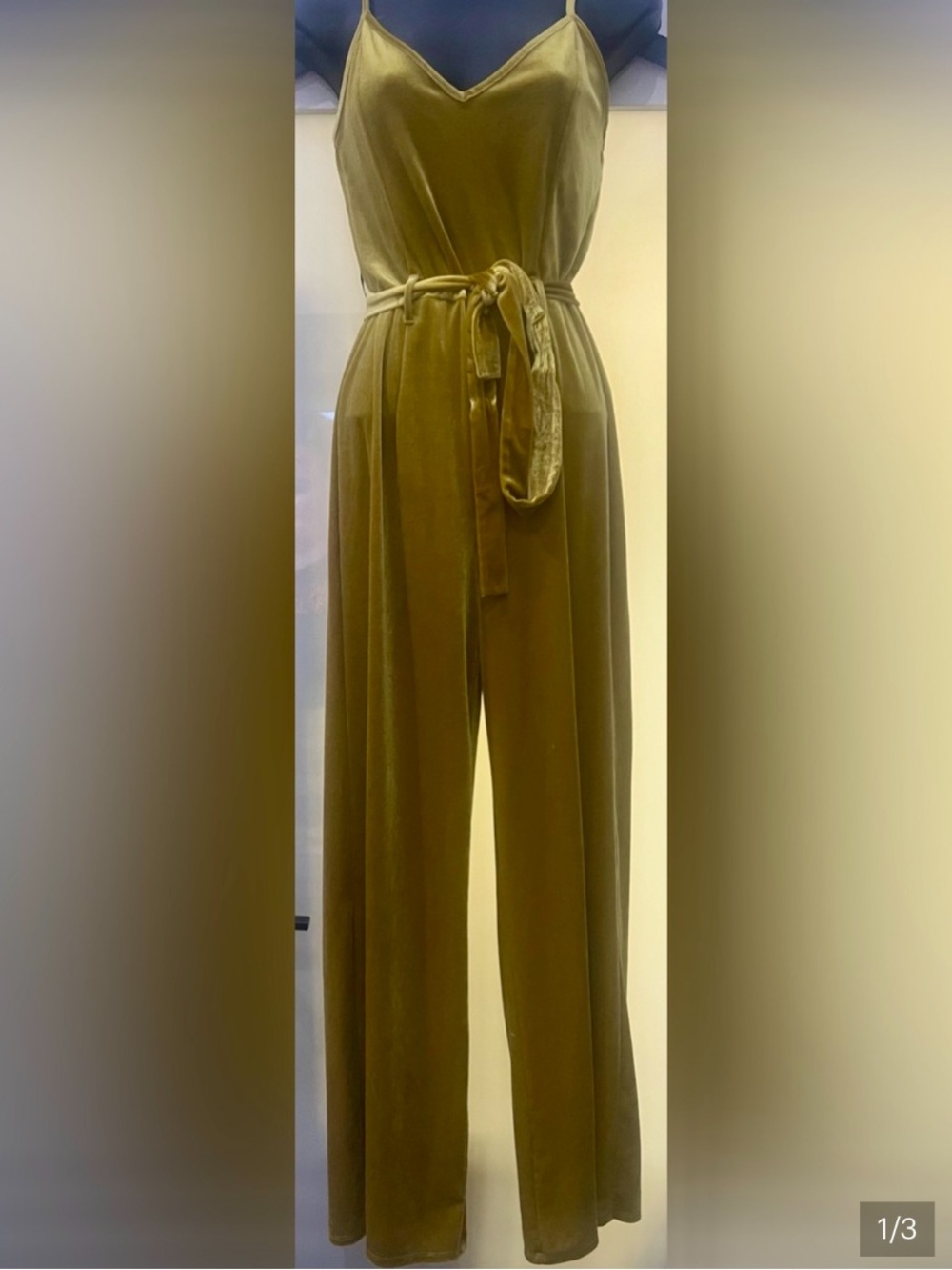 FOREVER 21 Chartreuse Velvet Jumpsuit Size Small